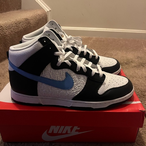 Nike Other - Nike High-Top Sneakers in White, Black & Light Blue